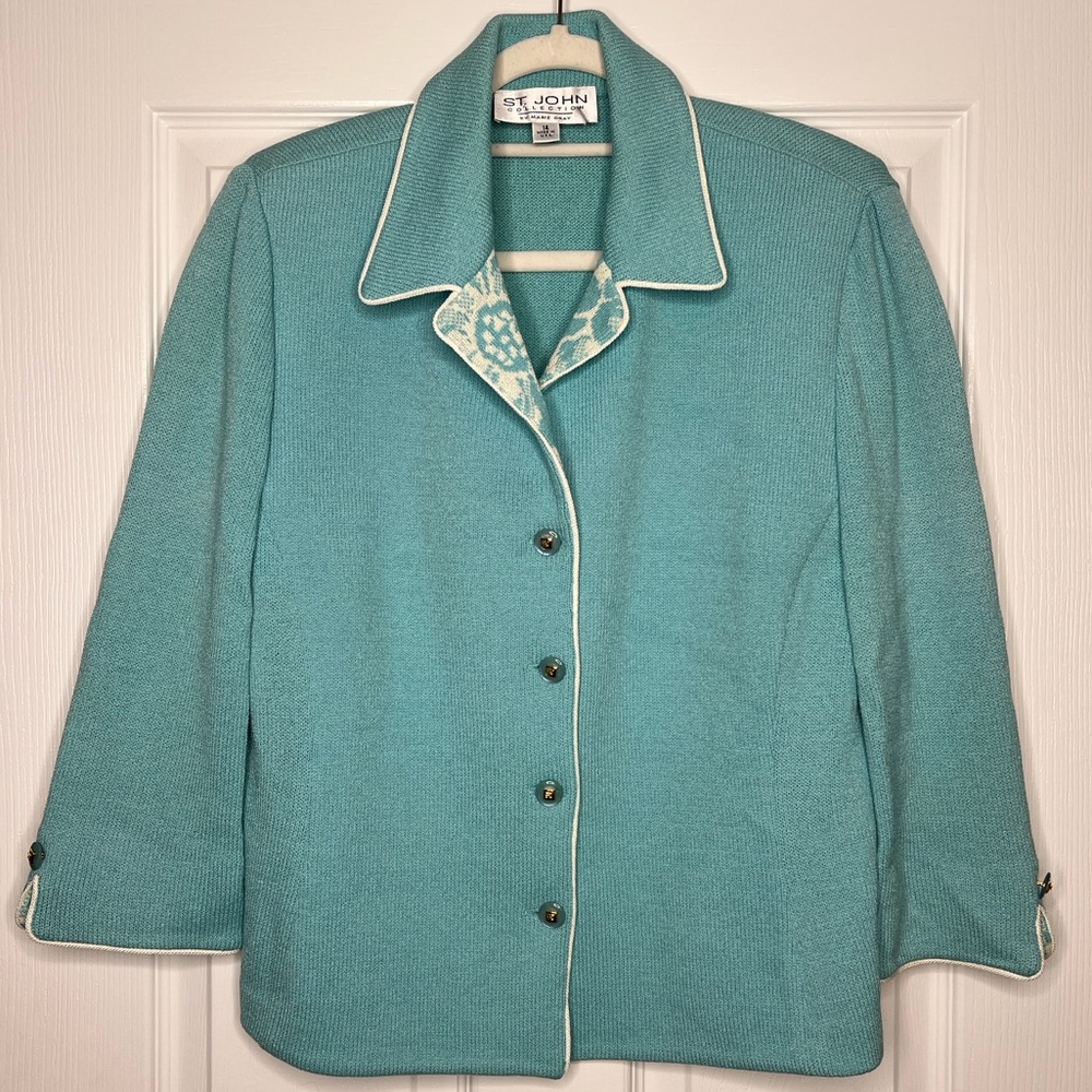St. John Collection Floral Knit Jacket – Size 14